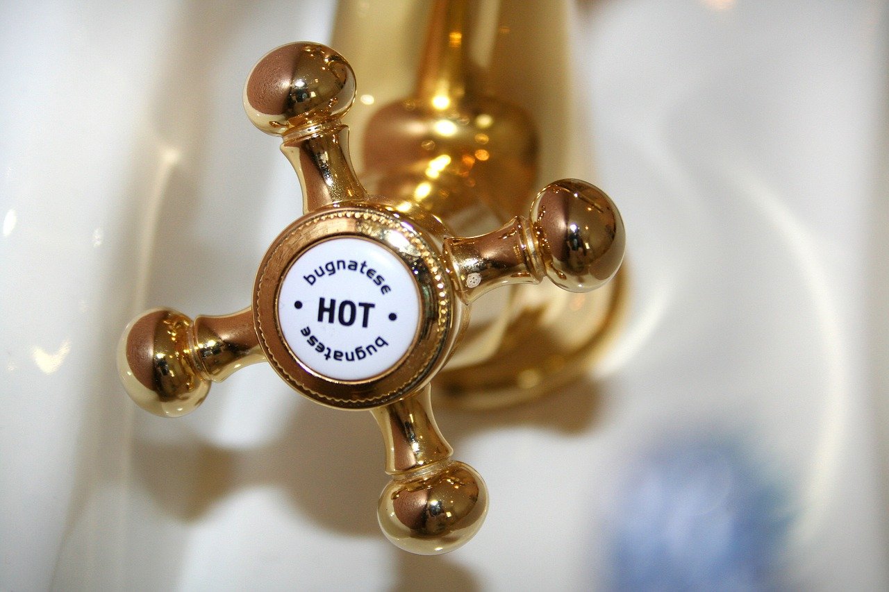 faucet, valve, gold